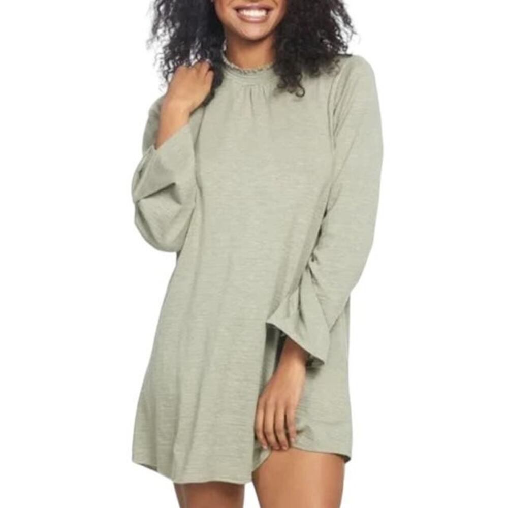 O'NEILL Lightweight Gray Flowy Skater Bell Sleeve Casual Dress ~ Women's LARGE